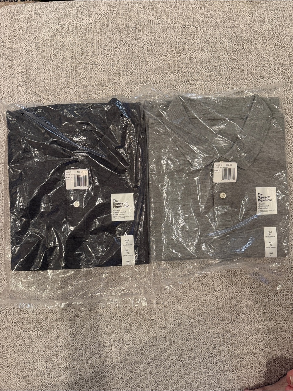 Sonoma Polo Duo in Black and Gray NWT. Lot of 2 shirts
